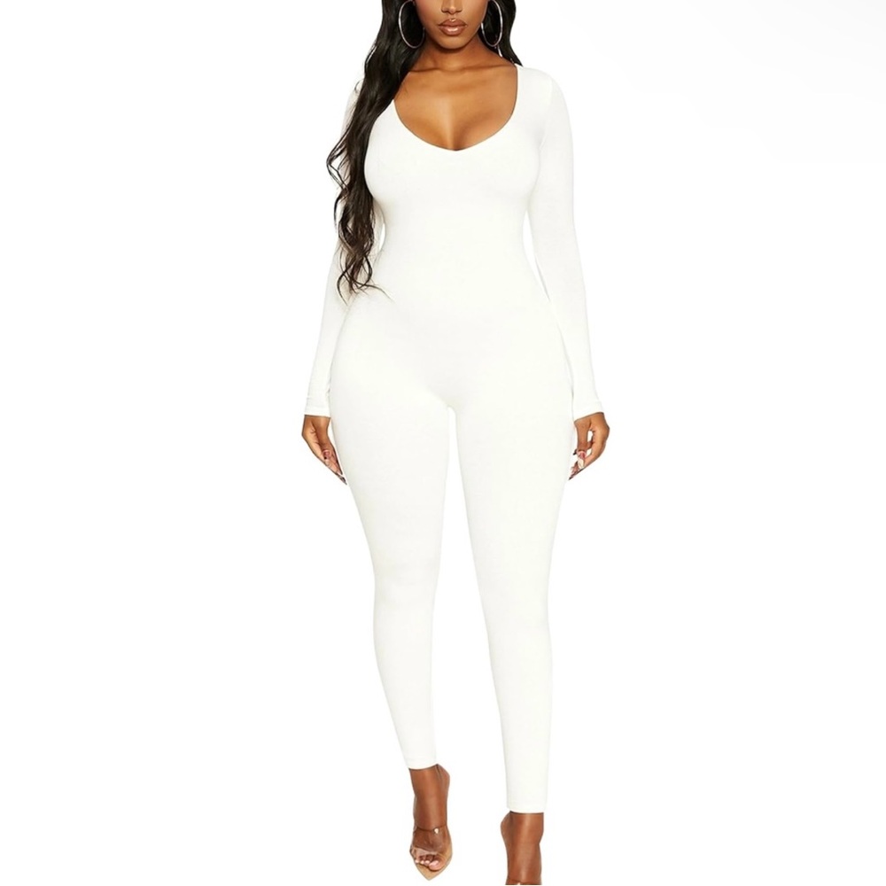 NEW Scoop Neck Long Sleeve Bodycon Jumpsuit